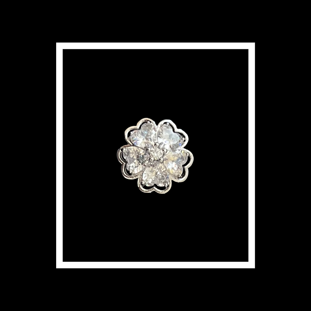 Silver flower shoe charm with cubic zirconia detailing for the Chee Charm Mary Jane #silver